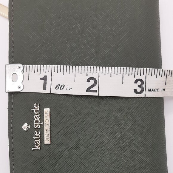 Kate Spade Olive Green & Gold Tone Leather Full Size Bifold Wallet - Picture 16 of 16